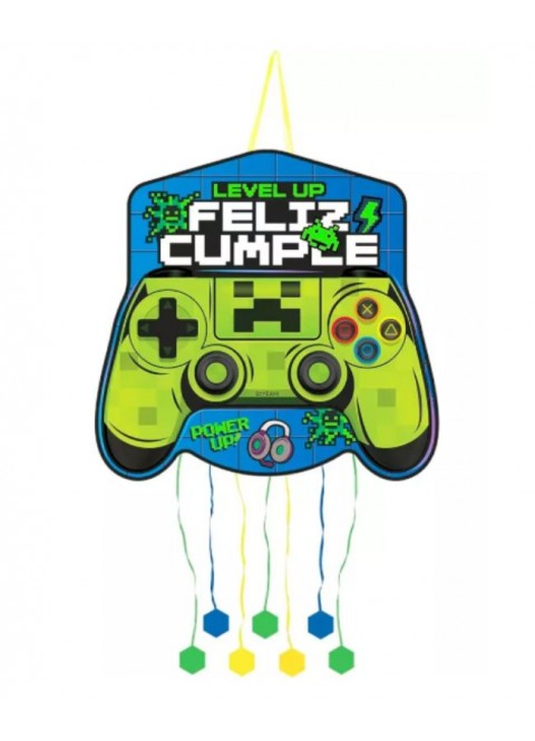Piñata gamer fluor 50x40 cm carton | Ducaval | Envías 24/48 horas 