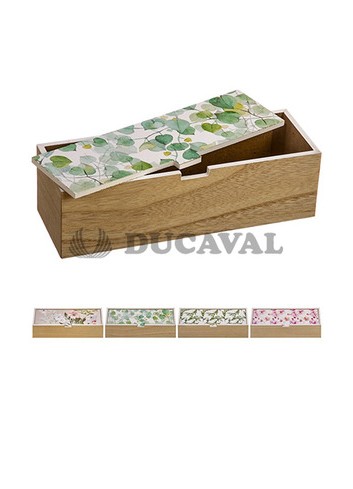 Caja de madera decorada rectangular