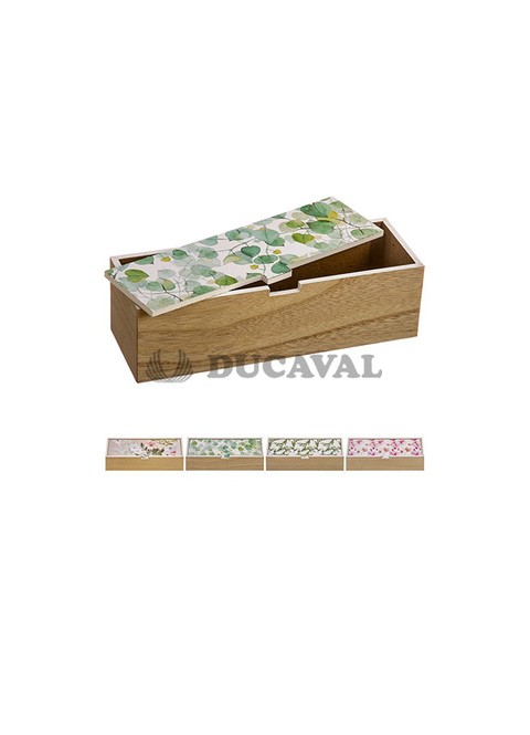 Caja de madera decorada rectangular