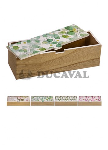 Caja de madera decorada rectangular