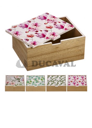 Caja de madera decorada cuadrada