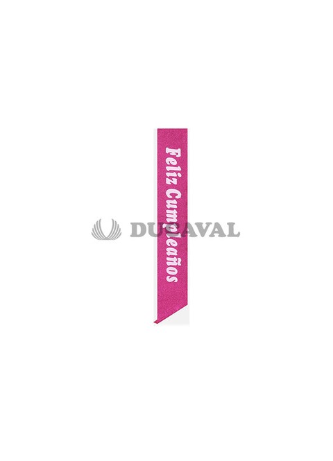 Banda fucsia "Feliz cumpleaños" purpurina - Disfraces Ducaval