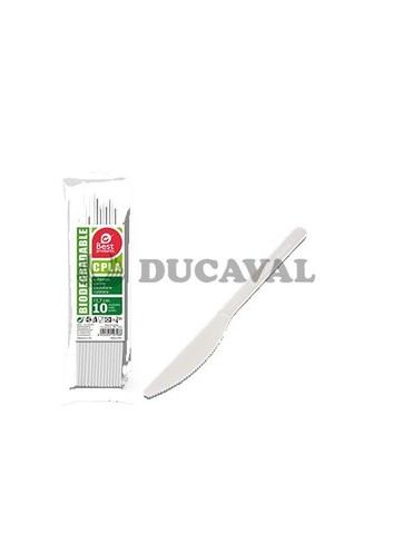 Cuchillo blanco 15.70cm (10 unidades) - Disfraces Ducaval