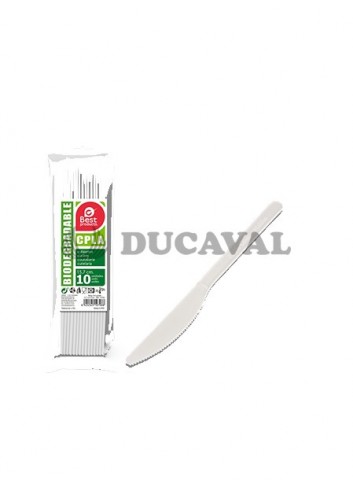 Cuchillo blanco 15.70cm (10 unidades) - Disfraces Ducaval