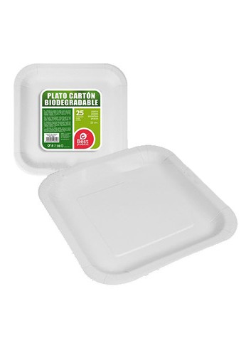 Plato cuadrado cartón blanco 23cm | DUCAVAL | Envíos 24/48h