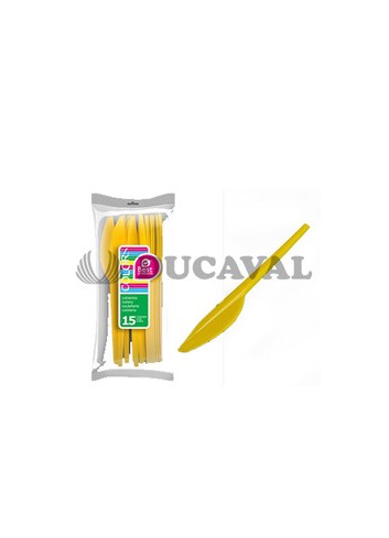 Cuchillo amarillo grande (15 unidades) - Disfraces Ducaval