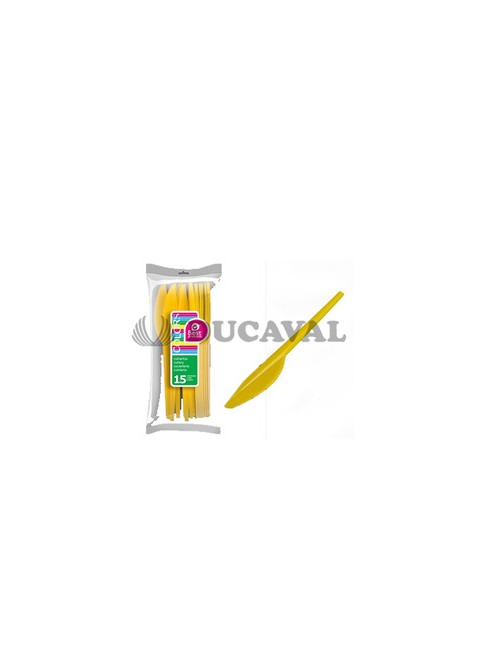 Cuchillo amarillo grande (15 unidades) - Disfraces Ducaval