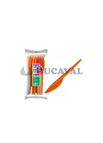 Cuchillo naranja grande (15 unidades) - Disfraces Ducaval