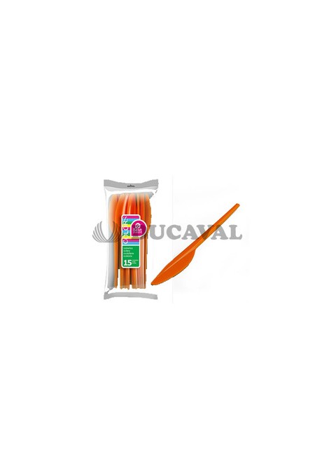Cuchillo naranja grande (15 unidades) - Disfraces Ducaval