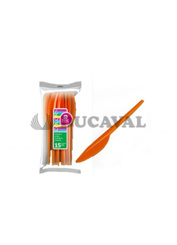 Cuchillo naranja grande (15 unidades) - Disfraces Ducaval