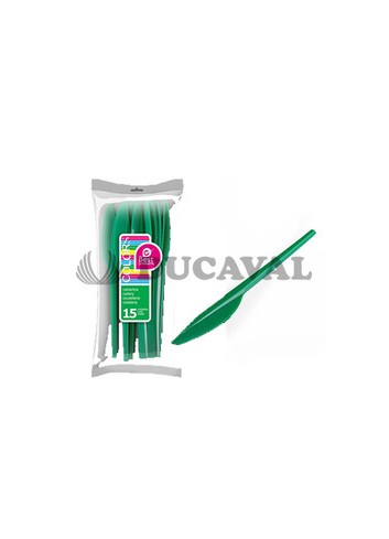 Cuchillo verde grande (15 unidades) - Disfraces Ducaval