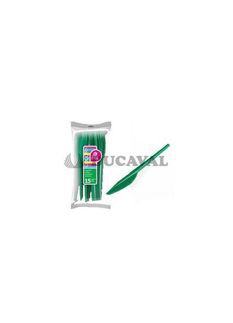 Cuchillo verde grande (15 unidades) - Disfraces Ducaval