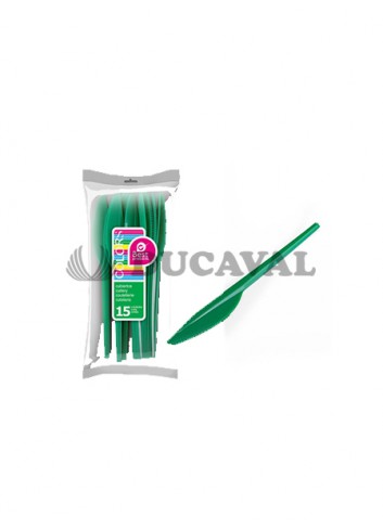 Cuchillo verde grande (15 unidades) - Disfraces Ducaval
