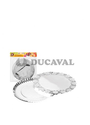 Bandeja + blonda plata 23cm - Disfraces Ducaval
