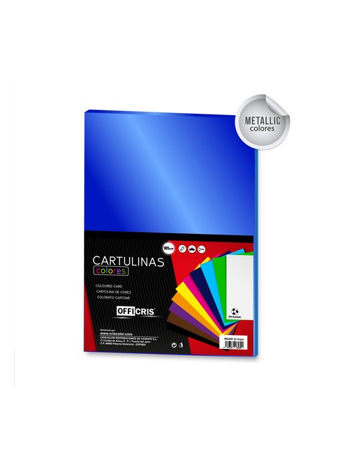 Cartulina metalizada azul 50x65cm | Ducaval | Envíos 24/48 horas