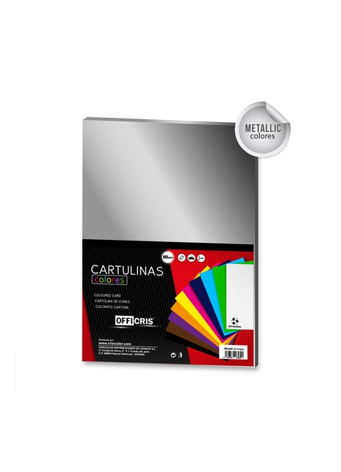 Cartulina metalizada 50x65cm plata | Ducaval | Envíos 24/48h