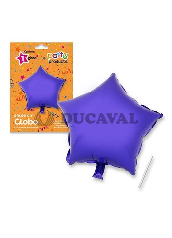 Globo estrella lila poliamida tubito 49x46cm