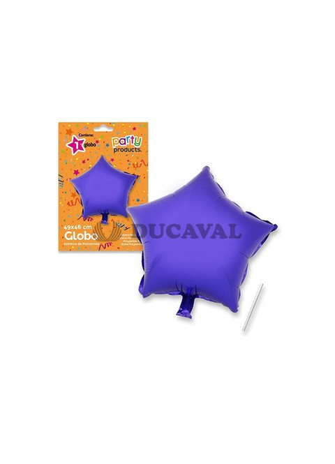 Globo estrella lila poliamida tubito 49x46cm