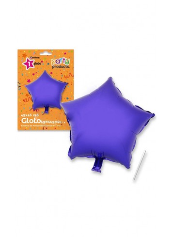Globo estrella lila poliamida tubito 49x46cm