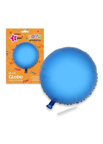 Globo circular azul poliamida tubito 49x46cm