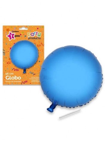 Globo circular azul poliamida tubito 49x46cm