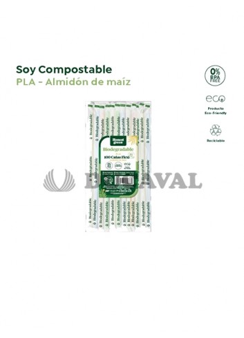 Cañas flexibles compostables enfundadas. Ducaval envios 24/4/ joras