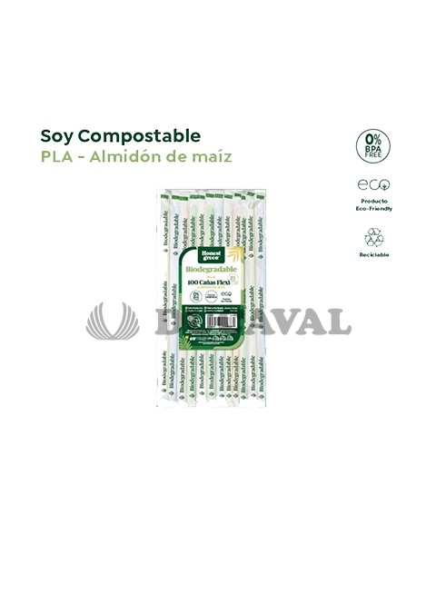 Cañas flexibles compostables enfundadas. Ducaval envios 24/4/ joras