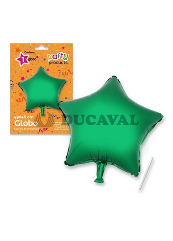 Globo estrella verde poliamida tubito 49x46cm