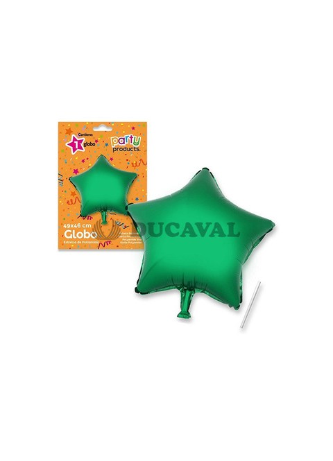 Globo estrella verde poliamida tubito 49x46cm