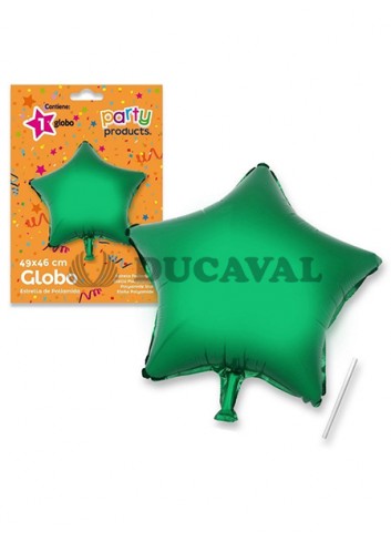 Globo estrella verde poliamida tubito 49x46cm