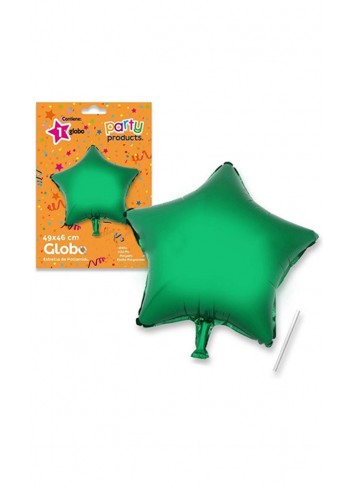 Globo estrella verde poliamida tubito 49x46cm