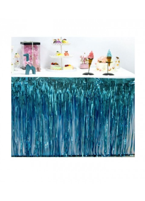 Faldón mesa tinsel azul 73X5m