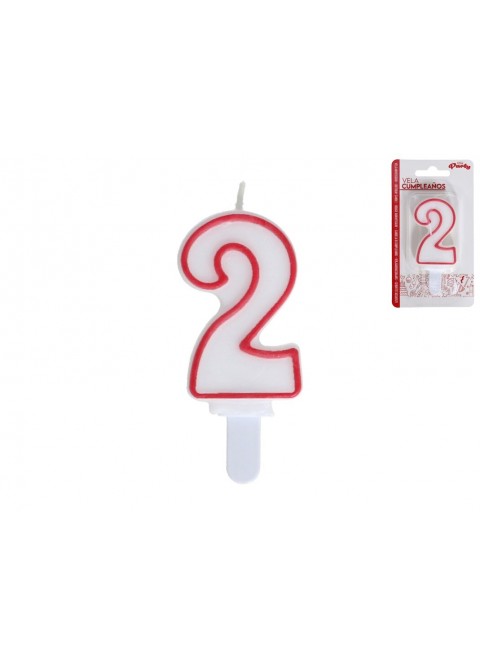 Vela cumpleaños rojo/blanco 2 | Ducaval | Envías 24/48 horas 
