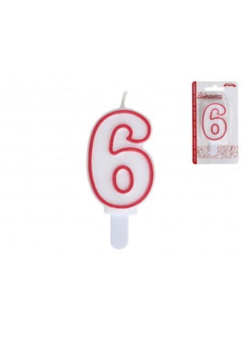 Velas cumpleaños rojo/blanco 6  | Ducaval | Envías 24/48 horas 