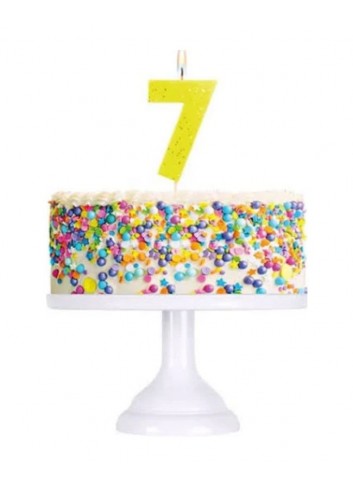 Vela número 7 flúor + glitter colores surtidos