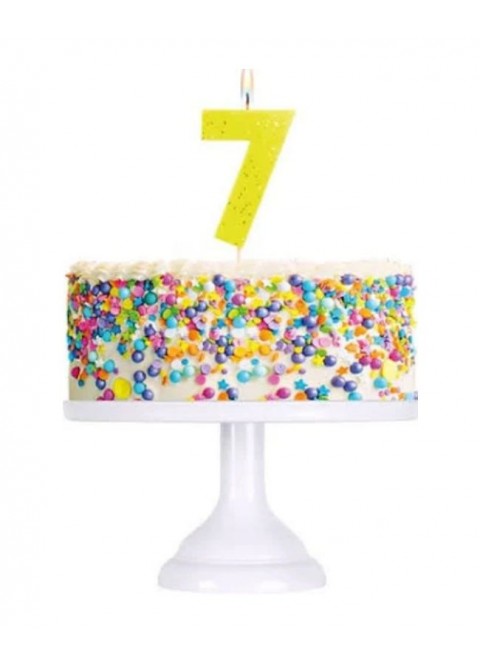 Vela número 7 flúor + glitter colores surtidos