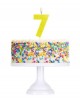 Vela número 7 flúor + glitter colores surtidos