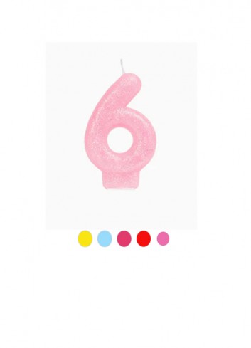 Vela glitter nº6 colores surtidos 8.5cm