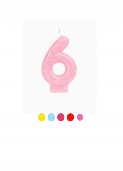 Vela glitter nº6 colores surtidos 8.5cm