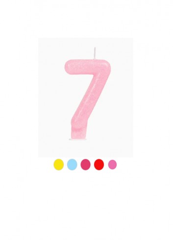 Vela glitter nº7 colores surtidos 8.5cm