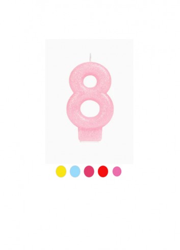 Vela glitter nº8 colores surtidos 8.5cm