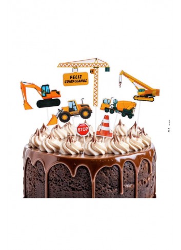 Cake topper Happy Bday construccion  Ducaval envios 24/48 horas