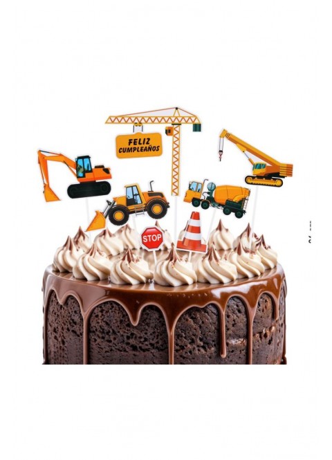 Cake topper Happy Bday construccion  Ducaval envios 24/48 horas