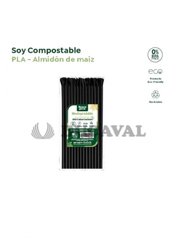 Cañas cuchara negras bio 20cm 100und