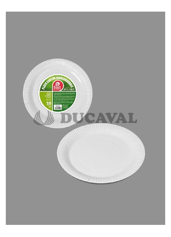 Plato cartón blanco biodegradable 23cm s/10