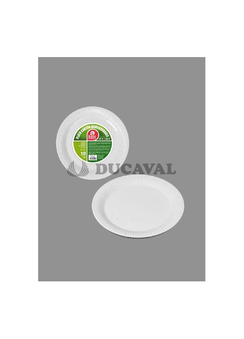 Plato cartón blanco biodegradable 23cm s/10