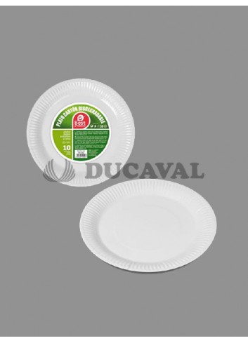 Plato cartón blanco biodegradable 23cm s/10