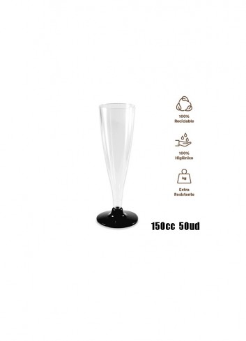 Copa cava reut transp pie negro 150cc 50ud | Ducaval | Envíos 24/48h