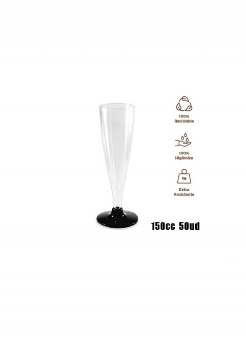 Copa cava reut transp pie negro 150cc 50ud | Ducaval | Envíos 24/48h