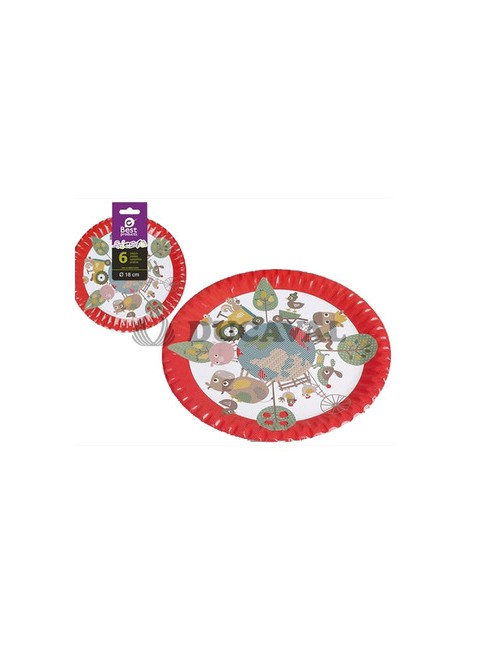 Plato llano animales granja 18cm 6ud - Disfraces Ducaval